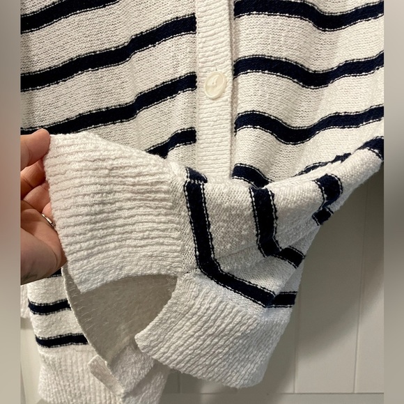LOFT | Women’s Striped Open Front Cardigan Sweater | 100% Cotton - Picture 2 of 7